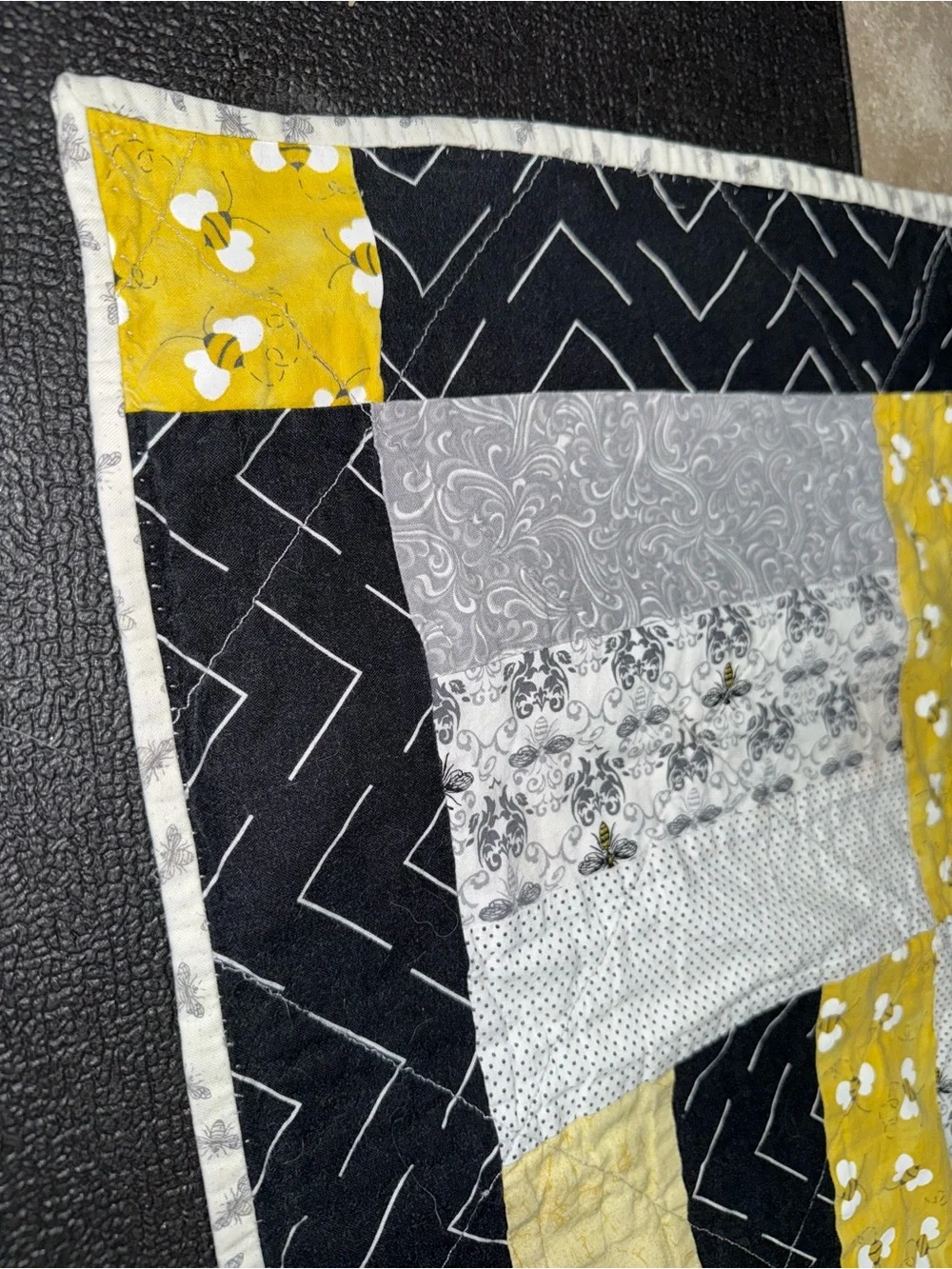 Bumblebee Patchwork Quilt Baby Blanket Double Sided Handmade Coquette Newborn